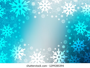 Light BLUE vector background with xmas snowflakes. Glitter abstract illustration with crystals of ice. New year design for your ad, poster, banner.
