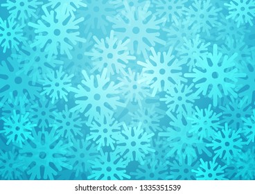 Light BLUE vector background with xmas snowflakes. Snow on blurred abstract background with gradient. The pattern can be used for new year leaflets.