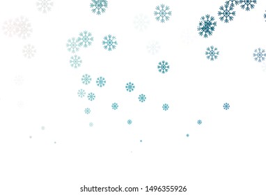 Light BLUE vector background with xmas snowflakes. Colorful decorative design in xmas style with snow. Template for a new year background.