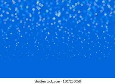 Light BLUE vector background with xmas snowflakes. Shining colorful illustration with snow in christmas style. Pattern for new year ad, booklets.