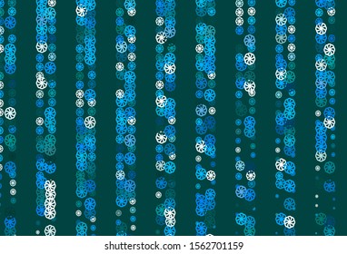 Light BLUE vector background with xmas snowflakes. Blurred decorative design in xmas style with snow. The template can be used as a new year background.