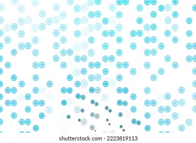 Hellblauer Vektorhintergrund mit Weihnachtsschneeflocken. Farbige Illustration mit Schnee im Weihnachtsstil. Neues Jahr Design für Ihre Anzeige, Poster, Banner.