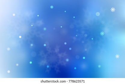 Light BLUE vector background with xmas snowflakes. Glitter abstract illustration with crystals of ice. The pattern can be used for new year ad, booklets.