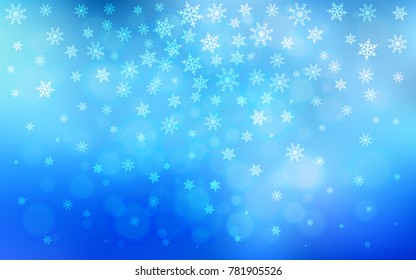 Light BLUE vector background with xmas snowflakes. Glitter abstract illustration with crystals of ice. The pattern can be used for year new  websites.