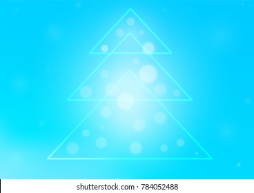 Light BLUE vector background with a xmas tree. Christmas tree on blurred abstract background with gradient. The pattern can be used for year new  websites.