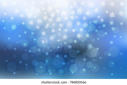 Light BLUE vector background with xmas snowflakes. Glitter abstract illustration with crystals of ice. The pattern can be used for year new  websites.