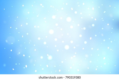 Light BLUE vector background with xmas snowflakes. Snow on blurred abstract background with gradient. The pattern can be used for new year leaflets.