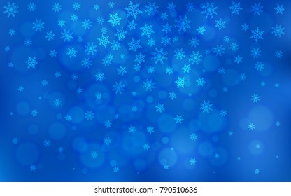 Light BLUE vector background with xmas snowflakes. Glitter abstract illustration with crystals of ice. New year design for your ad, poster, banner.