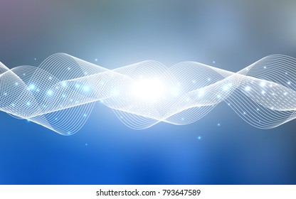 Light BLUE vector background with xmas confetti. Modern geometrical abstract illustration with carnival ribbons. The pattern can be used for carnival, festival leaflets.