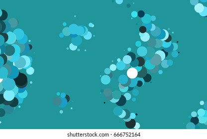 Light BLUE vector banner with circles, spheres. Abstract spots. Background of Art bubbles in halftone style with colored gradient.