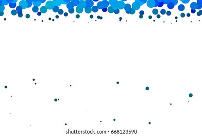 Light Blue vector banner with circles, spheres. Abstract spots. Background of Art bubbles in halftone style with colored gradient.