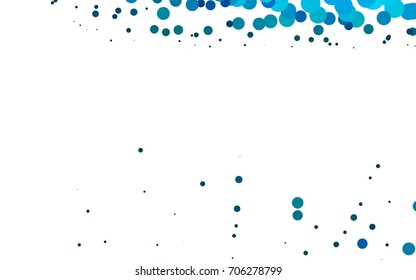 Light BLUE vector banner with circles, spheres. Abstract spots. Background of Art bubbles in halftone style with colored gradient.