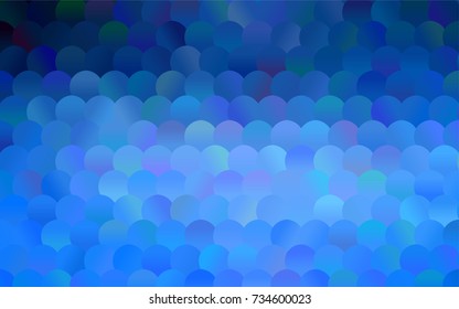 Light BLUE vector banner with circles, spheres. Abstract spots. Background of Art bubbles in halftone style with colored gradient.
