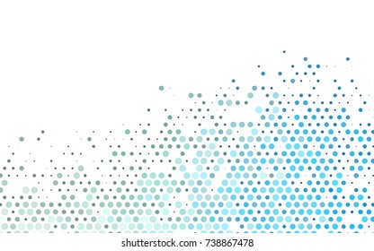 Light BLUE vector banner with circles, spheres. Background of abstract spots or bubbles in halftone style with colored gradient.