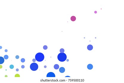 Light BLUE vector banner with circles, spheres. Abstract spots. Background of Art bubbles in halftone style with colored gradient.