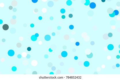 Light BLUE vector banner with circles, spheres. Abstract spots. Background of Art bubbles in halftone style with colored gradient.