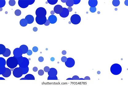 Light BLUE vector banner with circles, spheres. Abstract spots. Background of Art bubbles in halftone style with colored gradient.