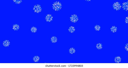 Light blue vector beautiful snowflakes backdrop with flowers. Abstract gradient colorful snowflakes and snow elements. Poster, banner  for New year design.