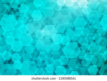 Light BLUE vector blurry hexagon pattern. Colorful illustration in abstract style with gradient. A completely new template for your business design.