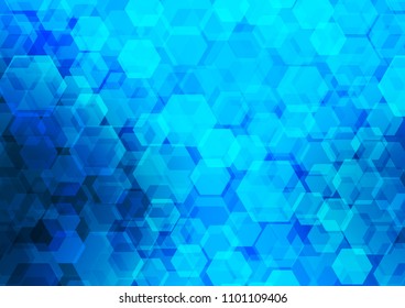 Light BLUE vector blurry hexagon background. Glitter abstract illustration with an elegant design. A new texture for your design.