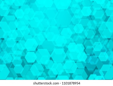 Light BLUE vector blurry hexagon background. Shining illustration, which consist of hexagons. The template can be used as a background for cell phones.