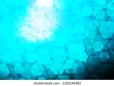 Light BLUE vector blurry hexagon template. Creative illustration in halftone style with gradient. The elegant pattern can be used as part of a brand book.