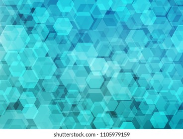 Light BLUE vector blurry hexagon pattern. Shining colored illustration in a Brand new style. The best hexagonal design for your business.