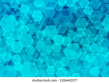 Light BLUE vector blurry hexagon pattern. Creative illustration in halftone style with gradient. A completely new design for your business.