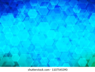 Light BLUE vector blurry hexagon pattern. A completely new color illustration in a vague style. hexagonal pattern for your business design.