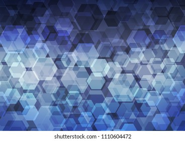 Light BLUE vector blurry hexagon background. hexagonal geometric sample with gradient.  The completely new template can be used for your brand book.