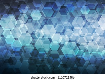 Light BLUE vector blurry hexagon pattern. A sample with polygonal shapes. The template can be used as a background for cell phones.