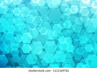 Light BLUE vector blurry hexagon template. Colorful illustration in abstract style with gradient. hexagonal pattern for your business design.
