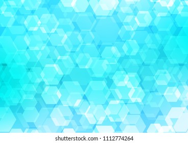 Light BLUE vector blurry hexagon background. Creative geometric illustration in Origami style with gradient. A completely new design for your business.