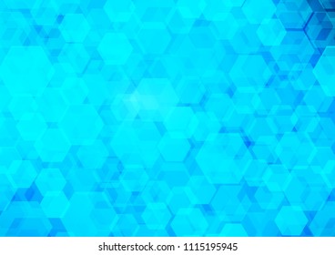 Light BLUE vector blurry hexagon template. An elegant bright illustration with gradient. The textured pattern can be used for background.