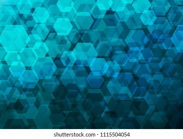 Light BLUE vector blurry hexagon template. Creative illustration in halftone style with gradient. A new texture for your design.