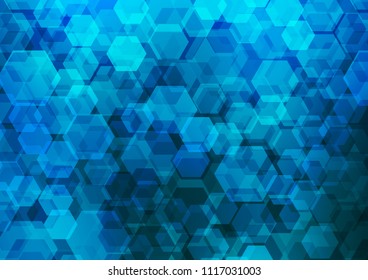 Light BLUE vector blurry hexagon template. Modern geometrical abstract illustration with gradient. A completely new design for your business.