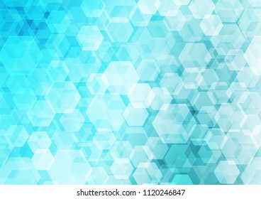 Light BLUE vector blurry hexagon background. Colorful abstract illustration with gradient. The template can be used as a background for cell phones.