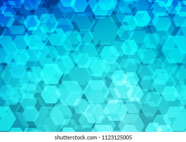 Light BLUE vector blurry hexagon template. A vague abstract illustration with gradient. The textured pattern can be used for background.