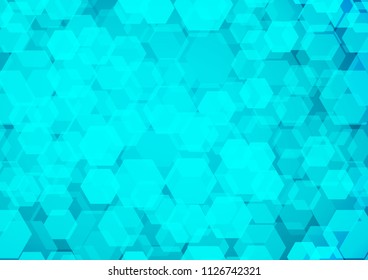Light BLUE vector blurry hexagon background. Modern geometrical abstract illustration with gradient. A new texture for your design.