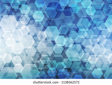 Light BLUE vector blurry hexagon pattern. A sample with polygonal shapes. The elegant pattern can be used as part of a brand book.