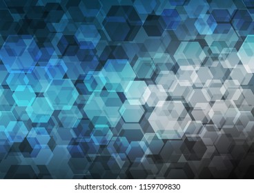 Light BLUE vector blurry hexagon template. Creative illustration in halftone style with gradient. Brand new style for your business design.