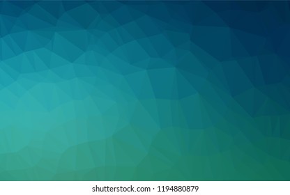 Light BLUE vector blurry hexagon pattern. Triangular geometric sample with gradient.  A completely new design for your business.