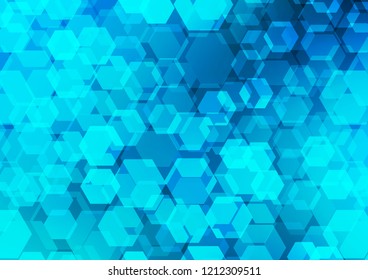 Light BLUE vector blurry hexagon template. Shining illustration, which consist of hexagons. Brand new design for your business.