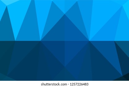 Light BLUE vector blurry hexagon template. Triangular geometric sample with gradient.  Triangular pattern for your business design.