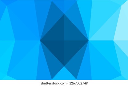 Light BLUE vector blurry hexagon pattern. Shining illustration, which consist of triangles. The textured pattern can be used for background.