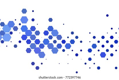 Light BLUE vector blurry hexagon background design. Geometric background in Origami style with gradient. 