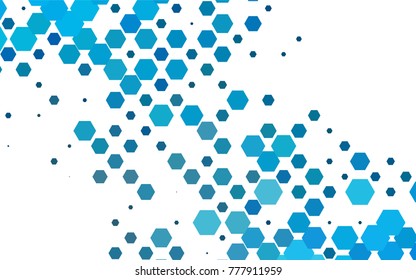 Light BLUE vector blurry hexagon background design. Geometric background in Origami style with gradient. 