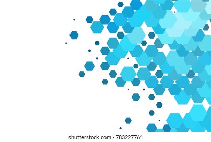 Light BLUE vector blurry hexagon background design. Geometric background in Origami style with gradient. 