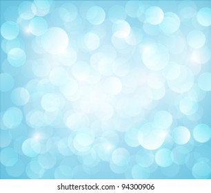 light blue Vector bokeh background made from white lights