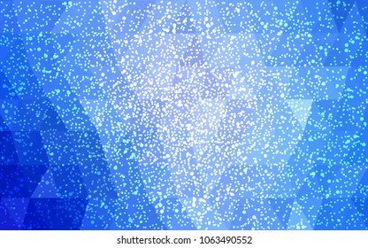 Light BLUE vector christmas polygon background. Low poly Illustration consisting of triangles with snowflakes. Texture background of New Year celebration.